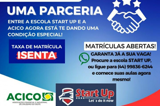 Acico realiza parceria com a escola de inglês Start Up.